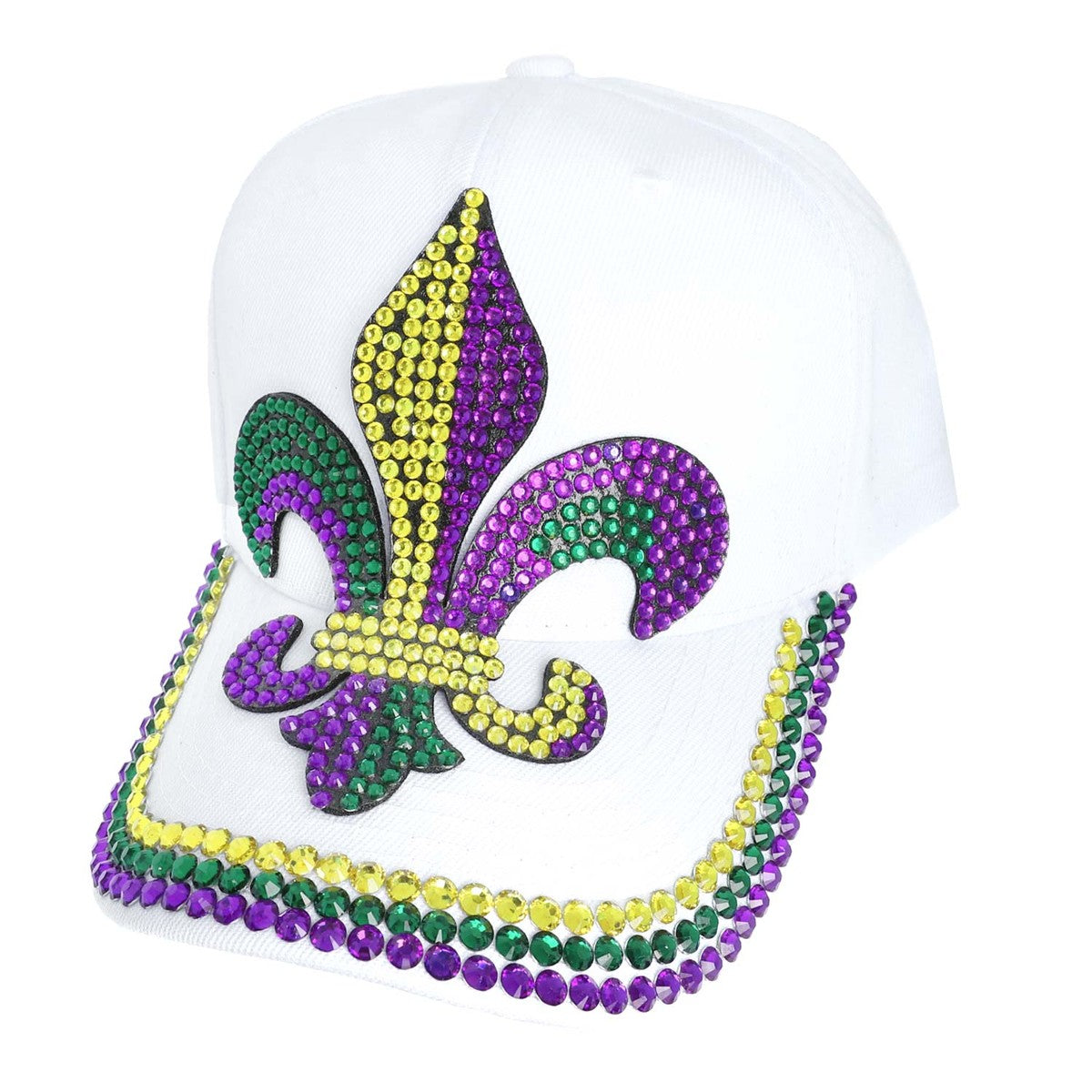 Mardi Gras Tri Colored Fleur De Lis cap