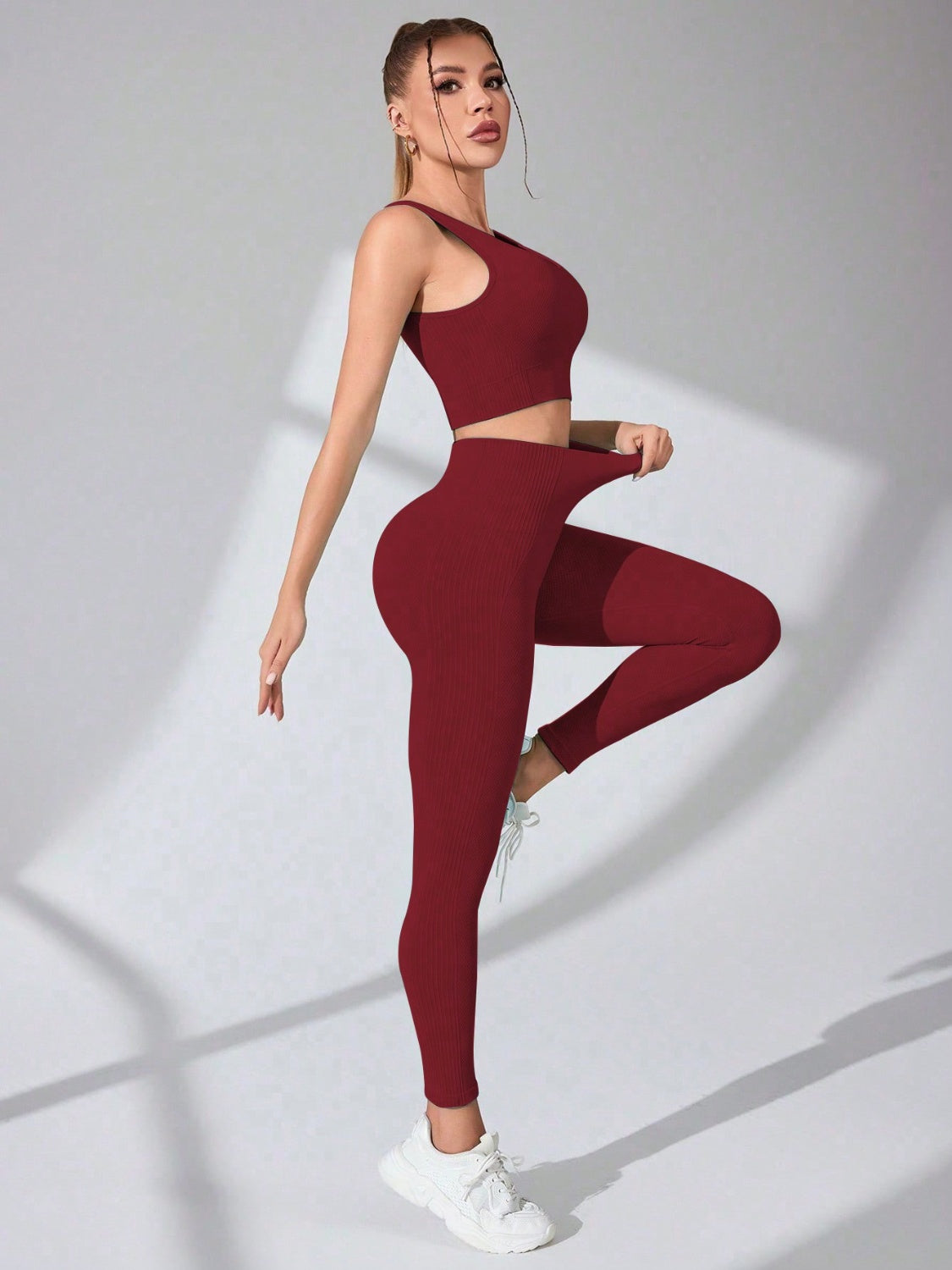 Athleisure Two-Piece Scoop Neck Active Wear Ensemble