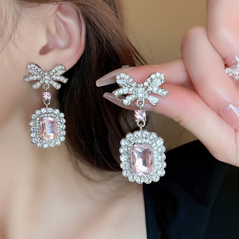 Crystal Embellished Geometric Drop Earrings