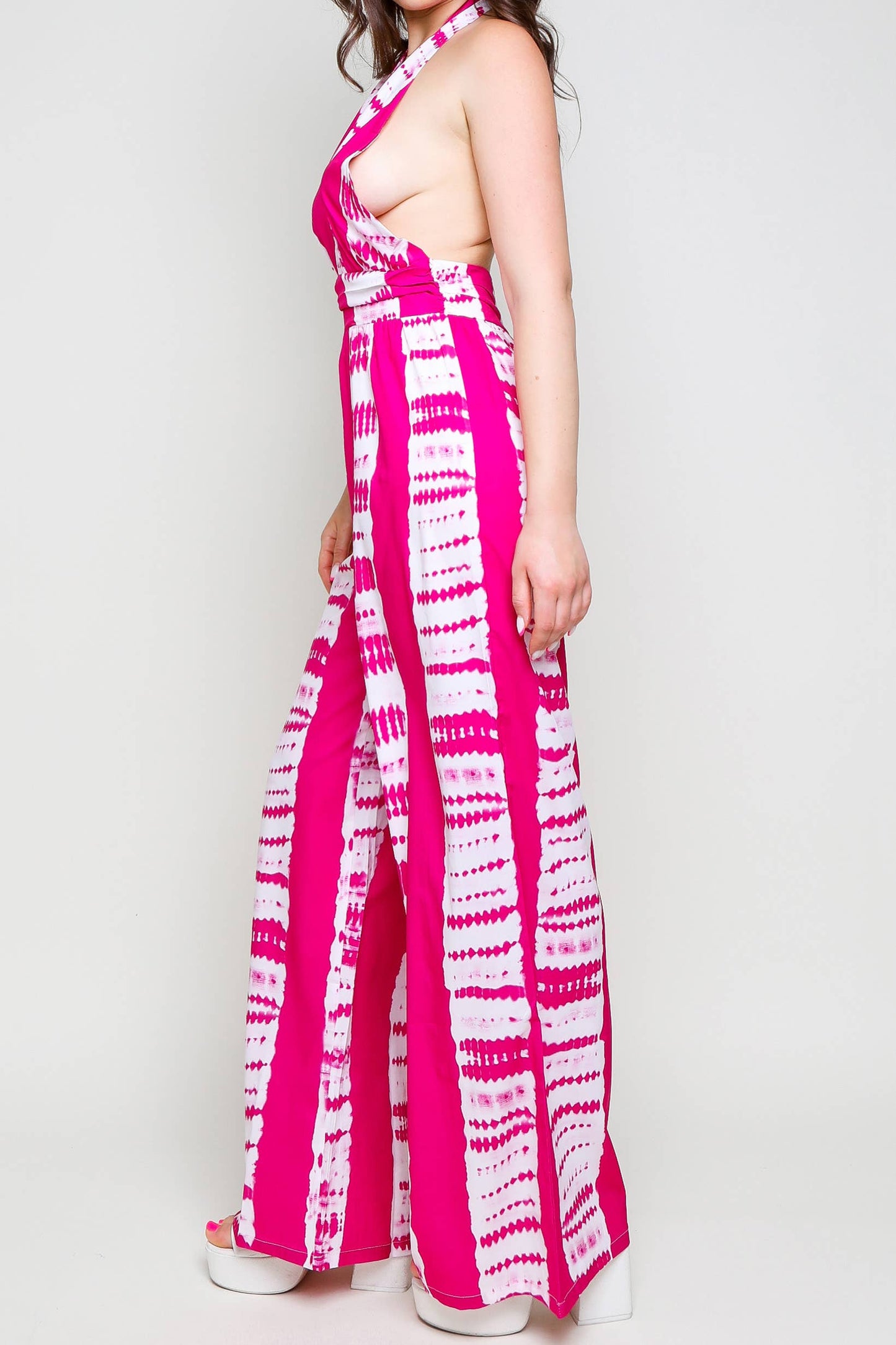 Tie Dye Print Wide-Leg Jumpsuit