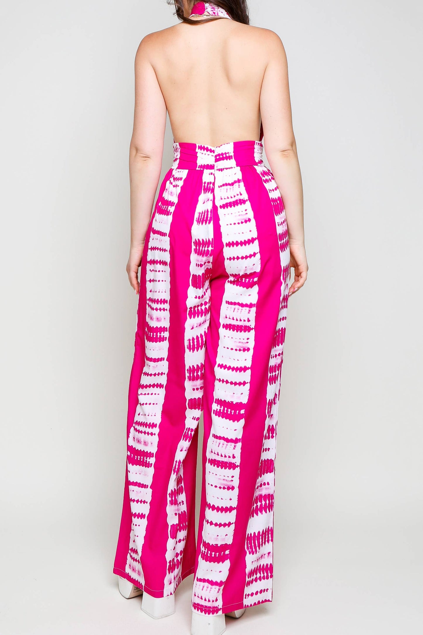 Tie Dye Print Wide-Leg Jumpsuit