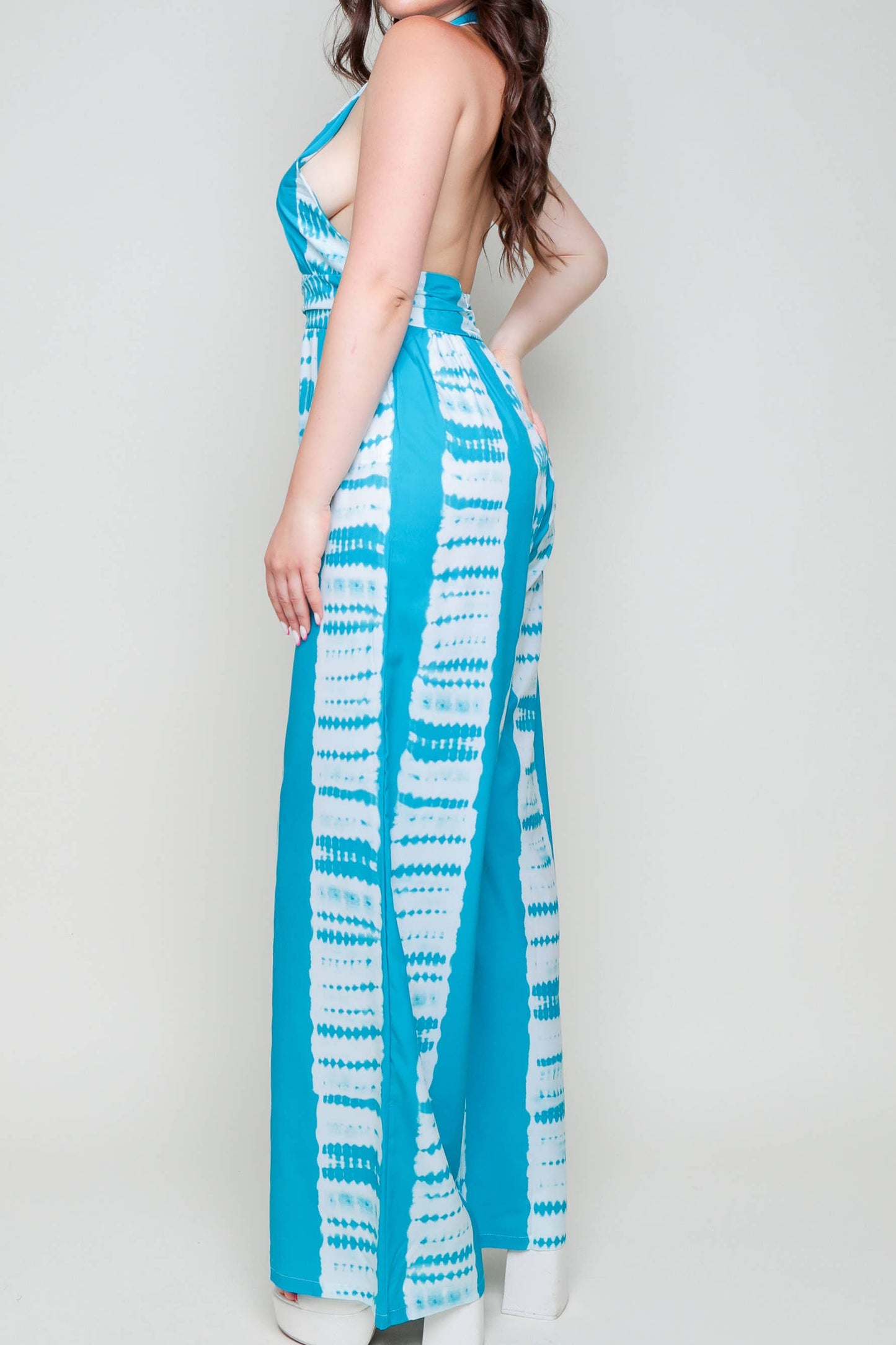 Tie Dye Print Wide-Leg Jumpsuit