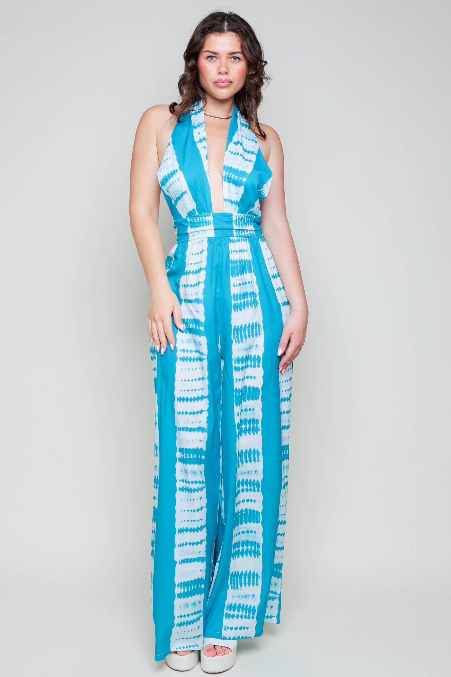 Tie Dye Print Wide-Leg Jumpsuit