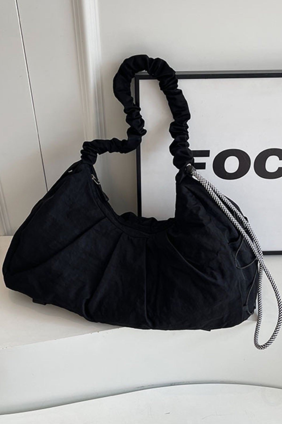 Ruched Drawstring Crossbody Bag