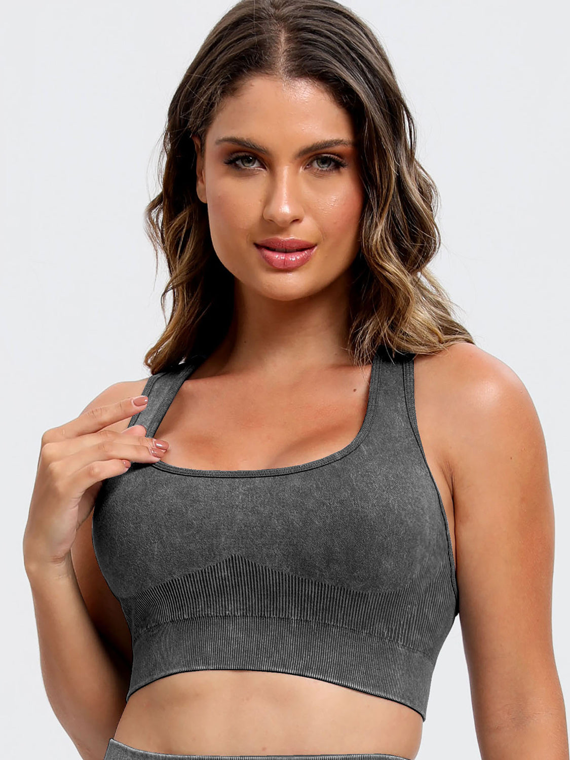 Active Wear Set: Scoop Neck Top with Wide Straps and Matching Shorts