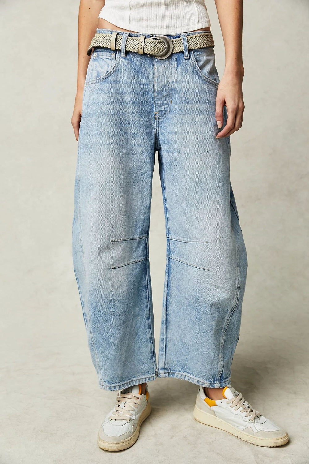 High-Waisted Wide Leg Barrel Jeans with Functional Pockets