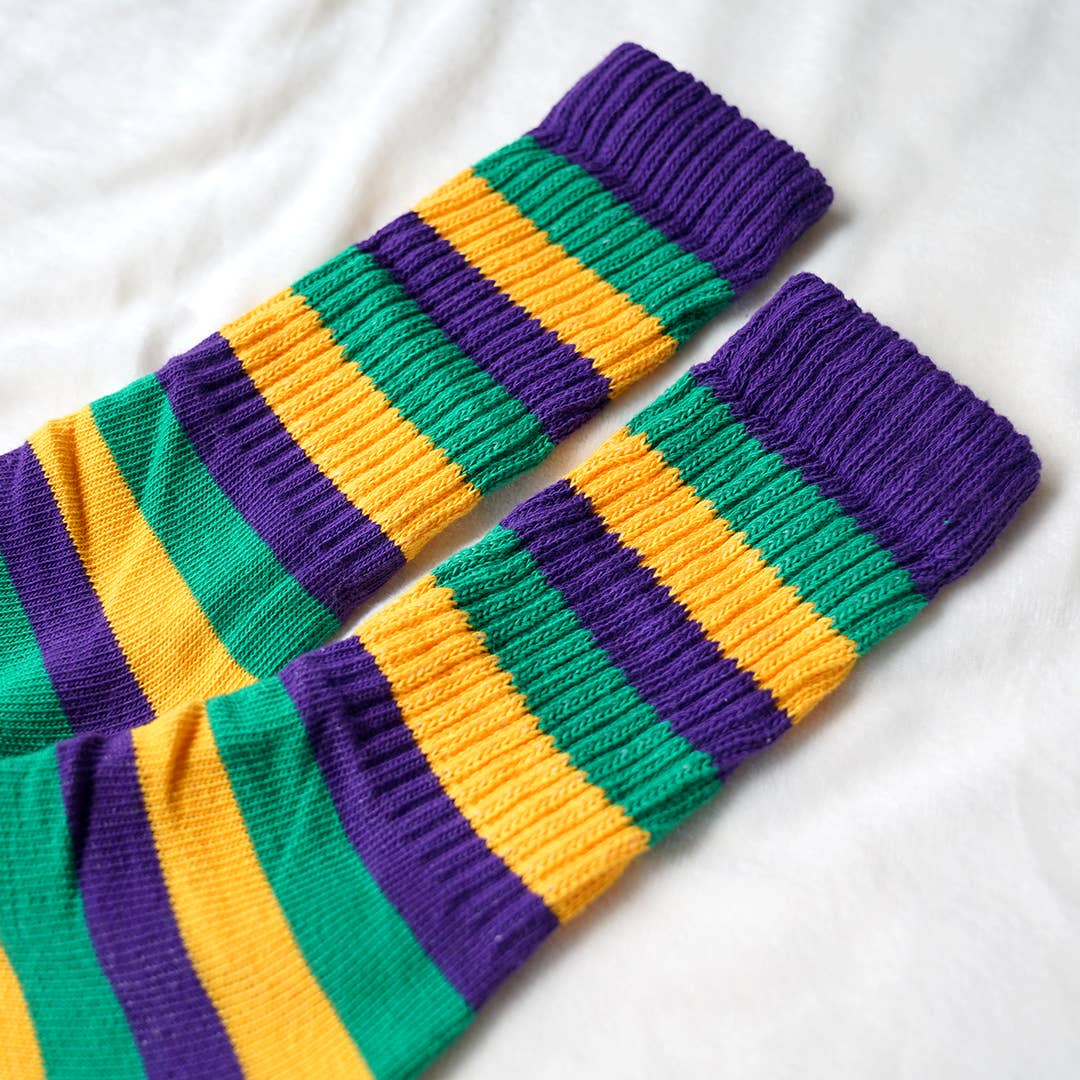 Mardi Gras Socks Slouchy Socks / Boot Socks