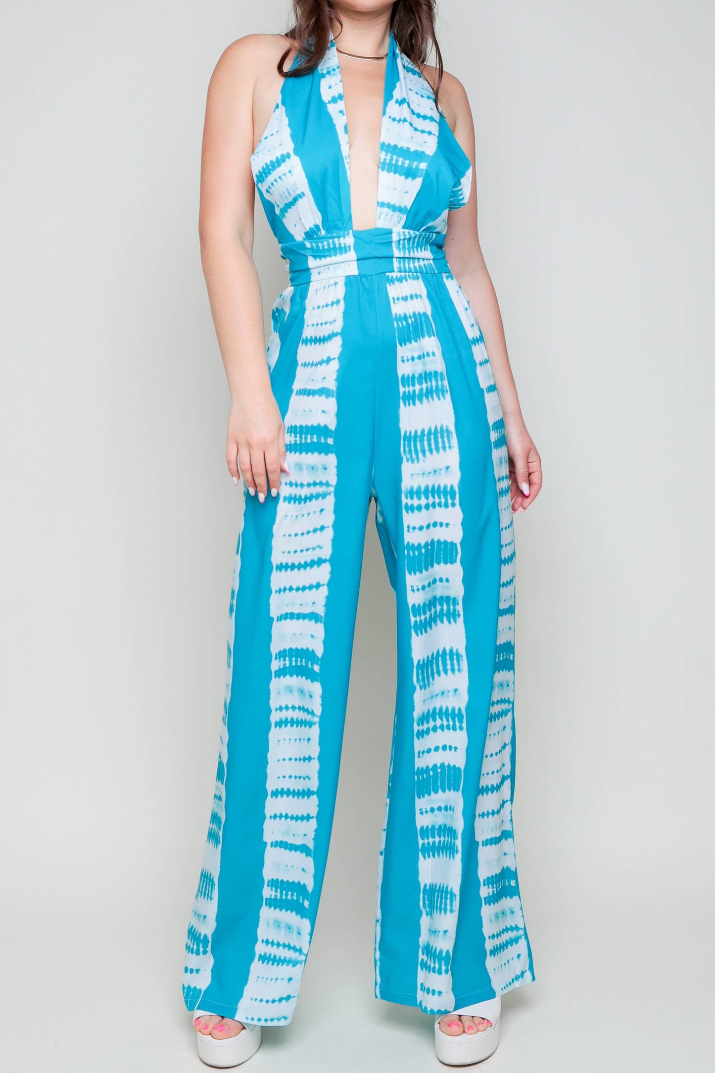 Tie Dye Print Wide-Leg Jumpsuit