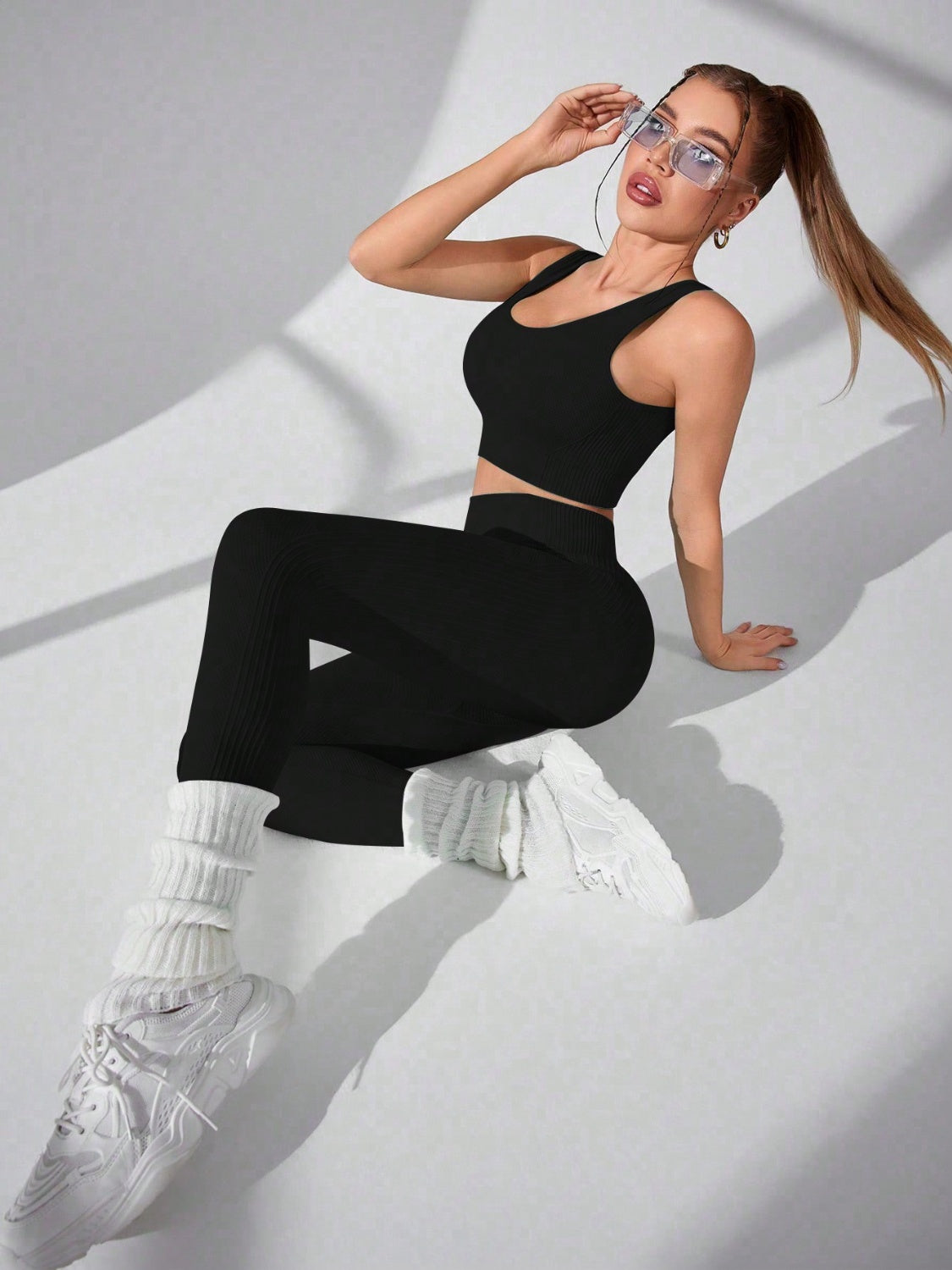 Athleisure Two-Piece Scoop Neck Active Wear Ensemble