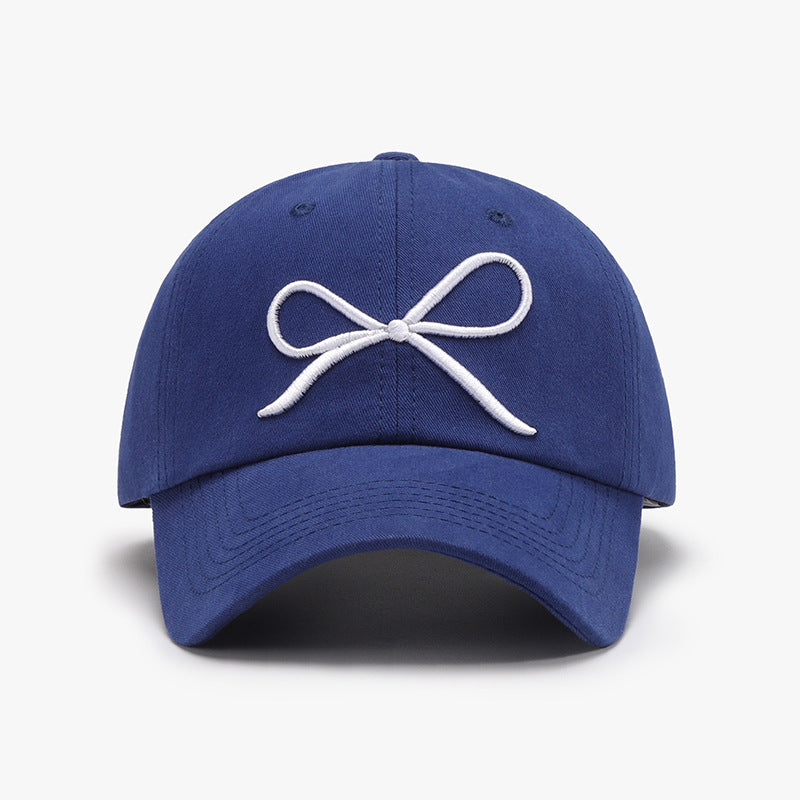 Embroidered Bow Cotton Baseball Cap with Adjustable Fit