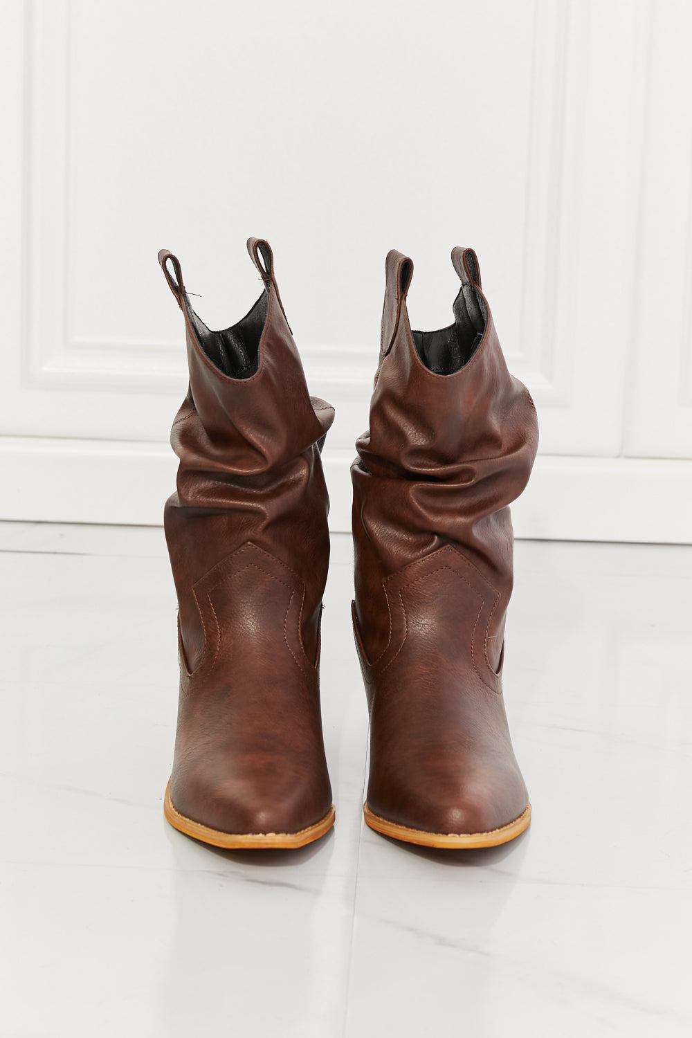 Texas Charm Brown Scrunch Cowboy Boots - Trendy Western Style