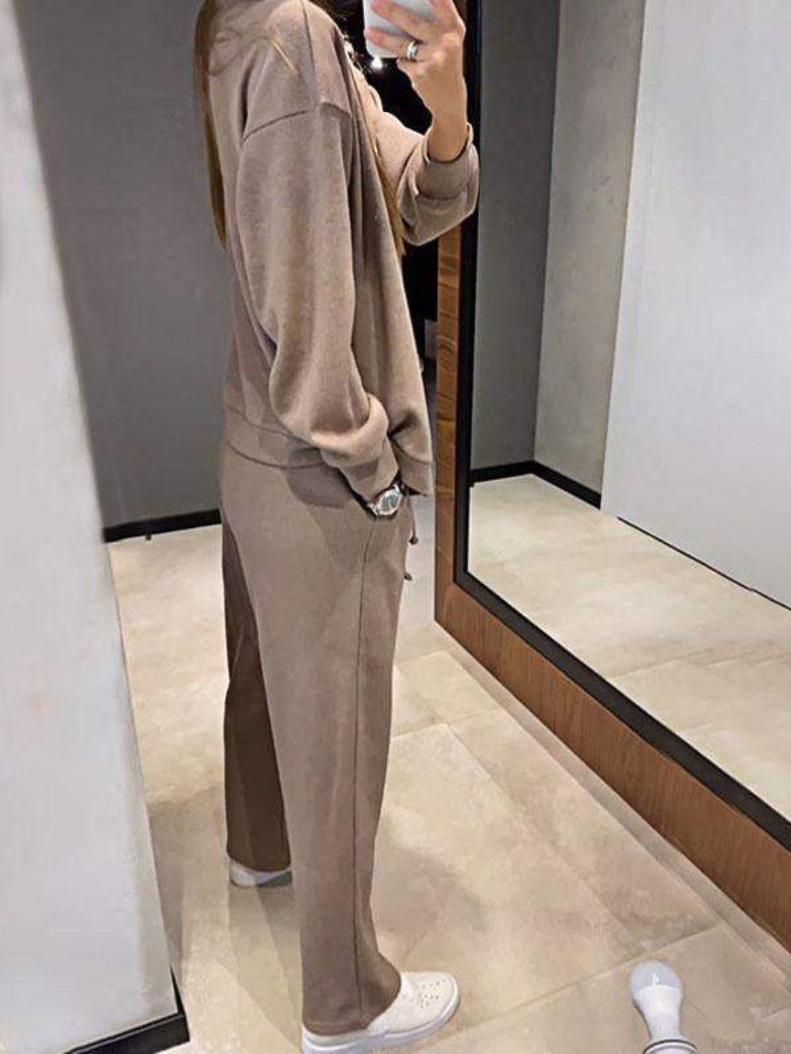 Button-Up Long Sleeve Shirt and Drawstring Pants Ensemble