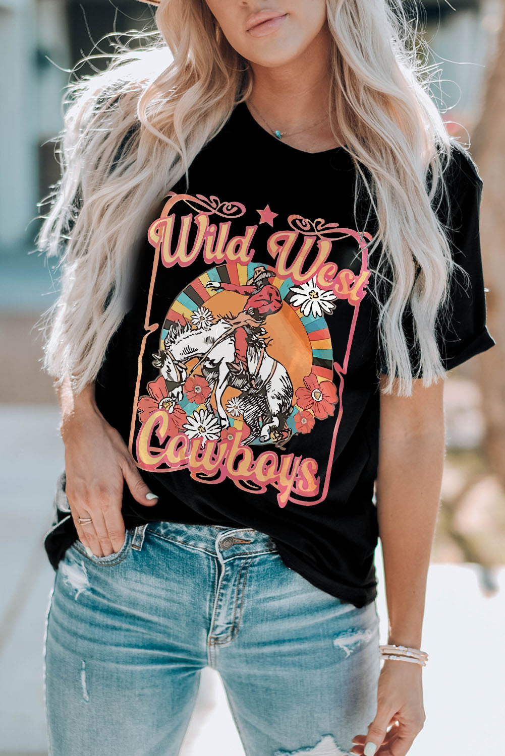 Cowboys of the Wild West Graphic Tee - Western Style Statement Piece