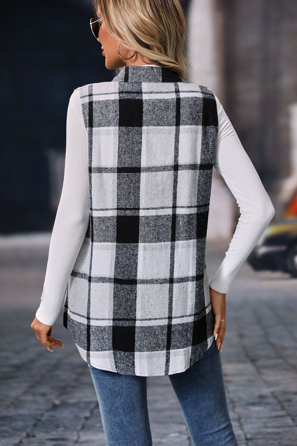 Plaid Button-Up Vest