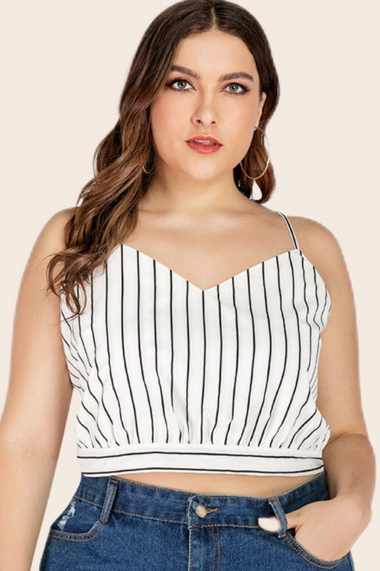 Striped Tie-Back Cropped Cami for Curvy Fashionistas