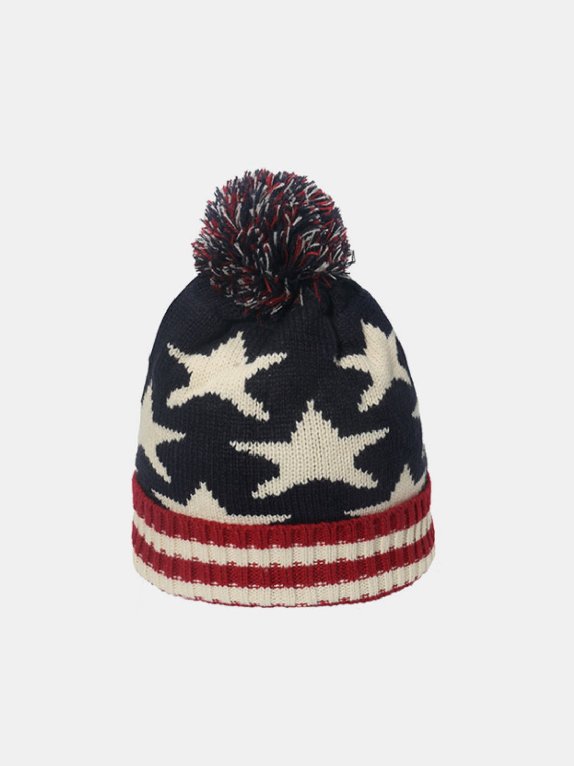 Patriotic Knit Beanie with US Flag Design