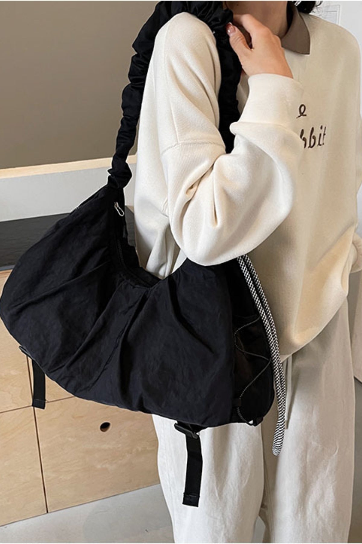 Ruched Drawstring Crossbody Bag