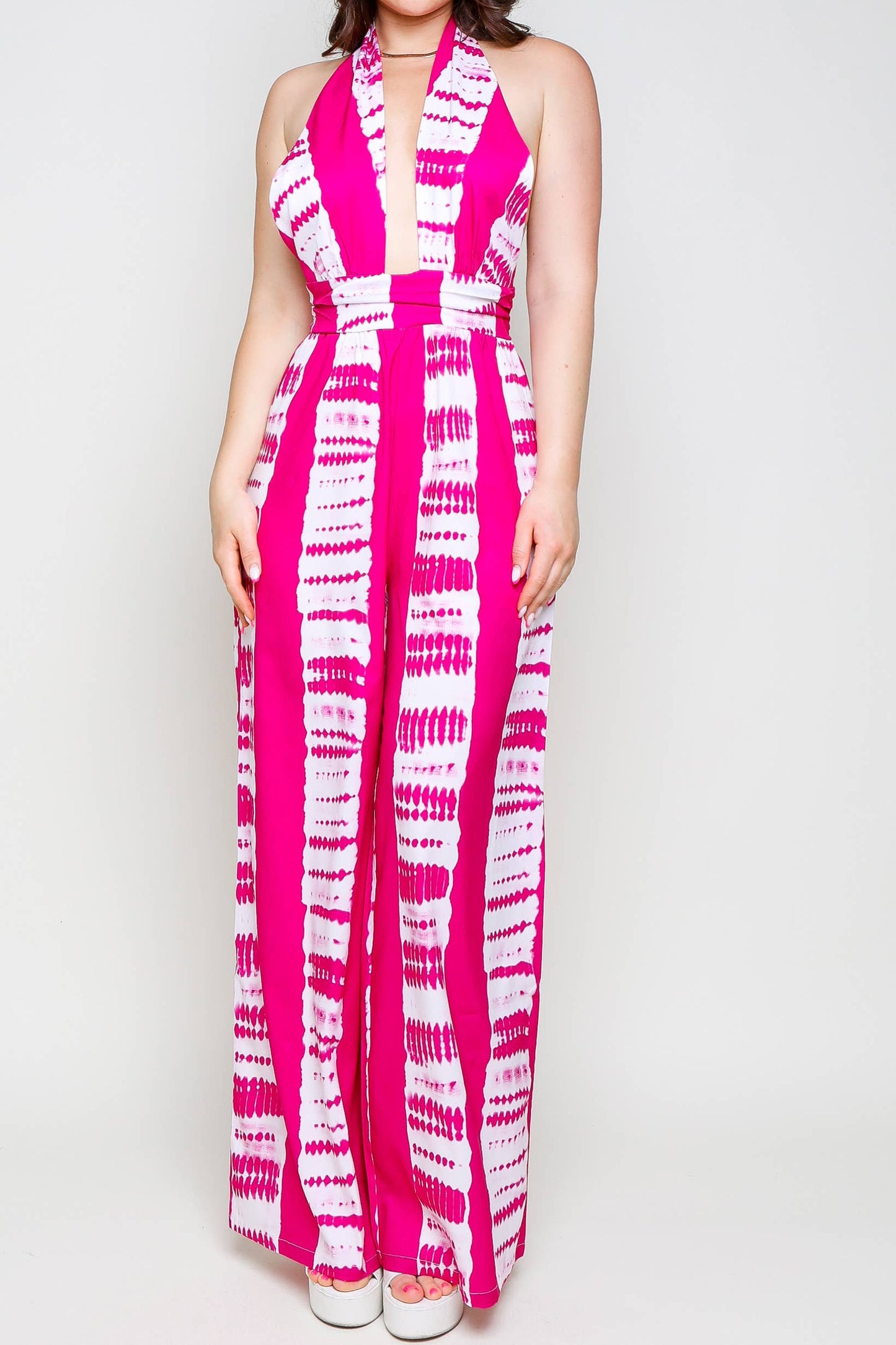 Tie Dye Print Wide-Leg Jumpsuit