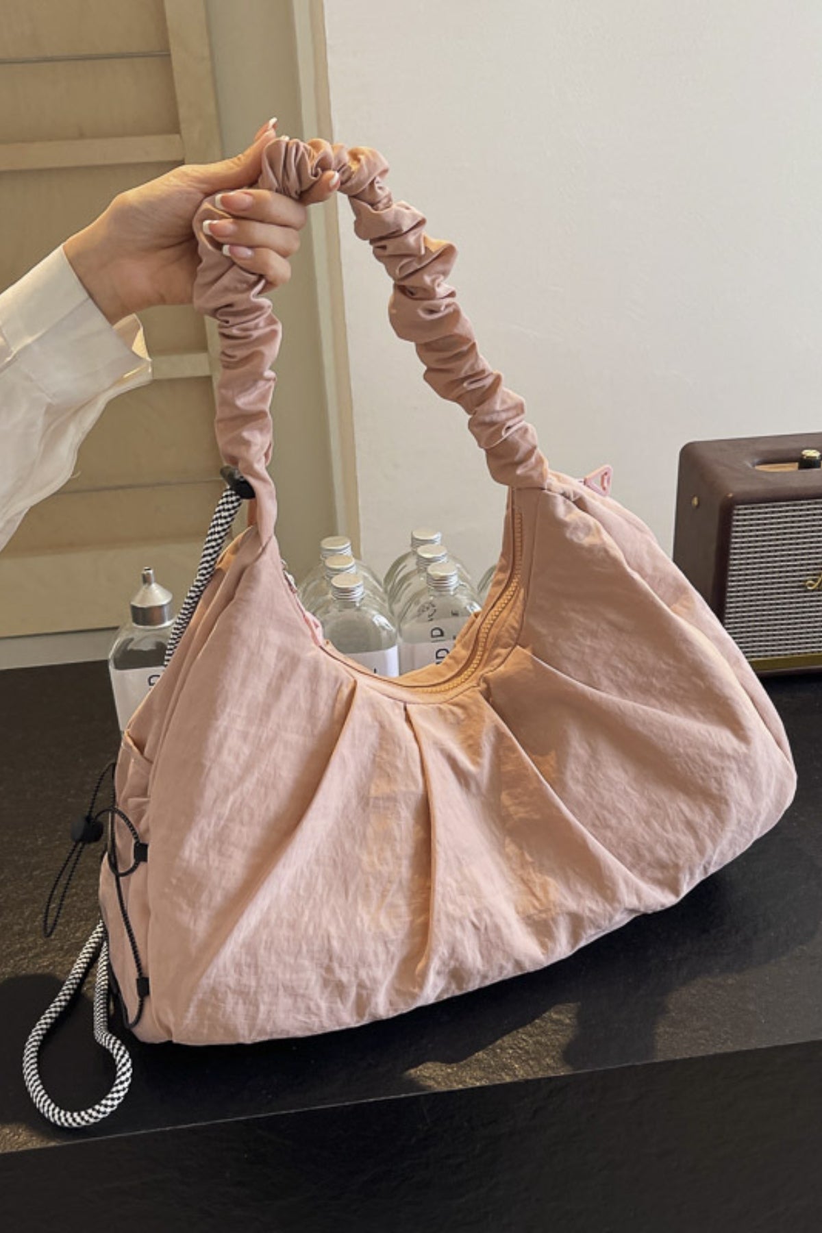 Ruched Drawstring Crossbody Bag