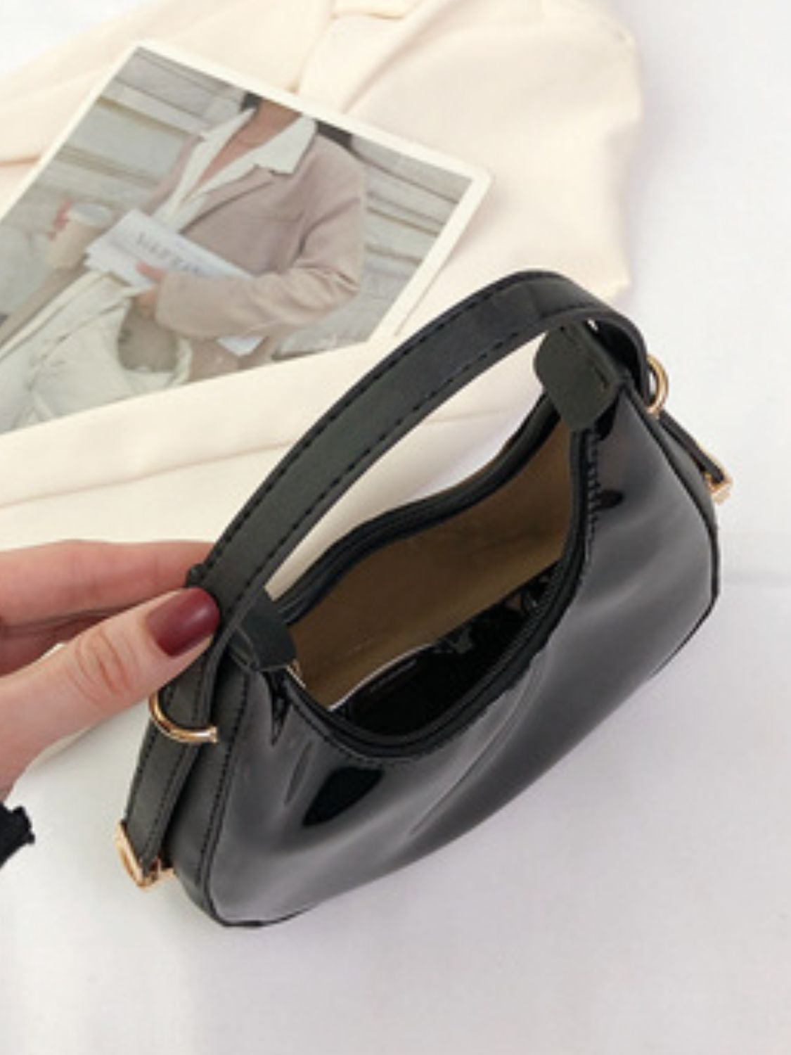 Mini PU Leather and PVC Crossbody Bag