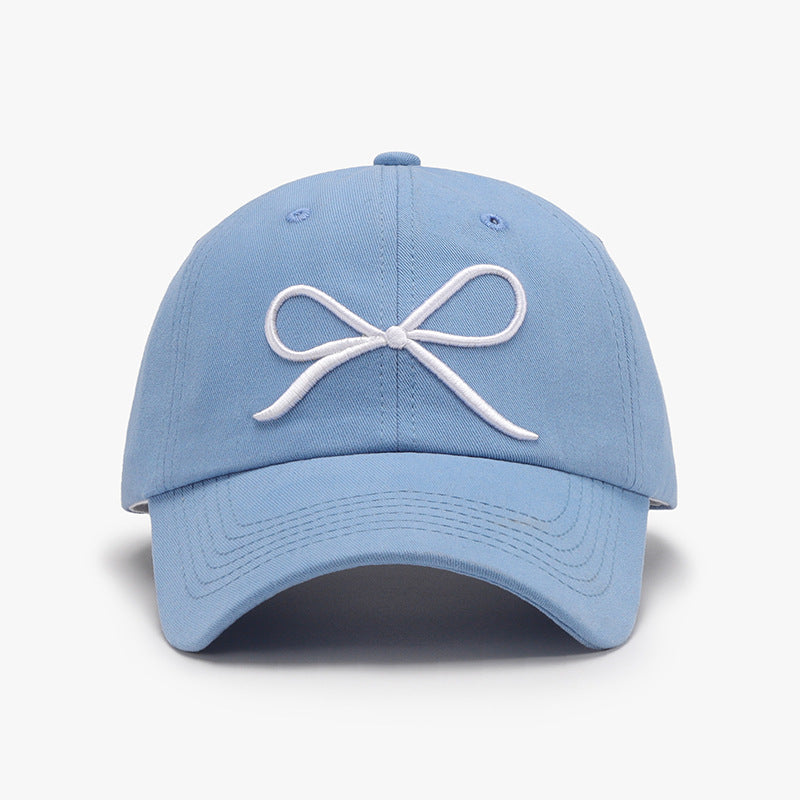 Embroidered Bow Cotton Baseball Cap with Adjustable Fit