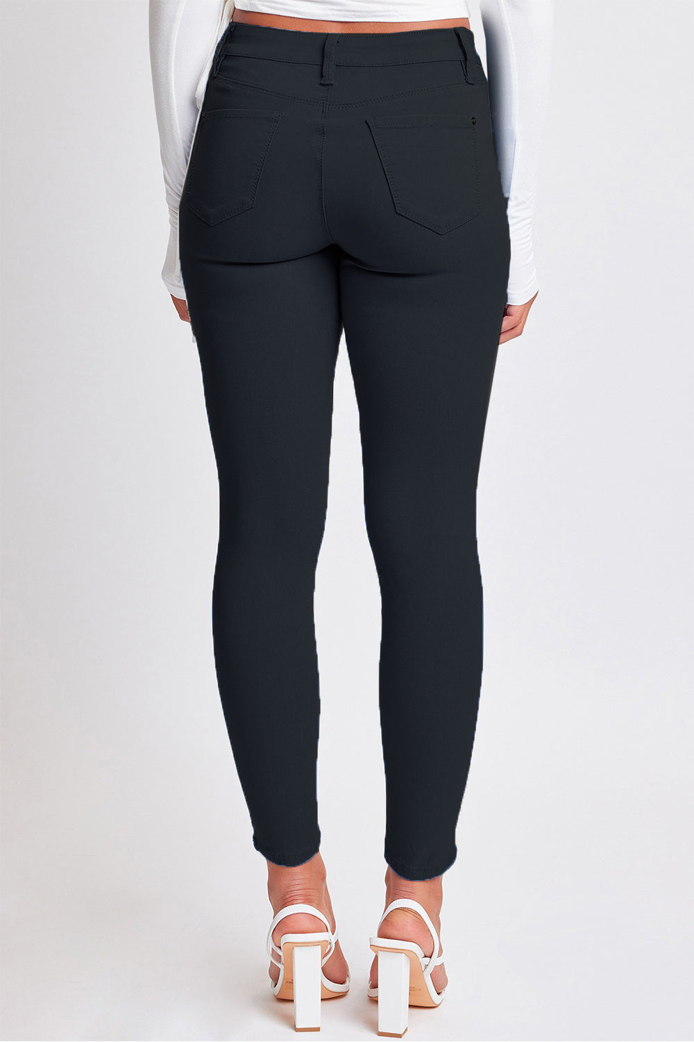 Sleek Black Mid-Rise Skinny Trousers