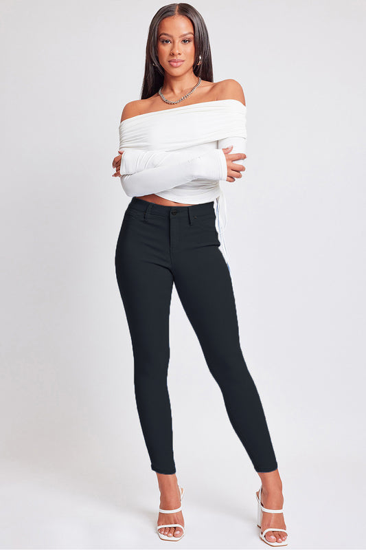 Sleek Black Mid-Rise Skinny Trousers