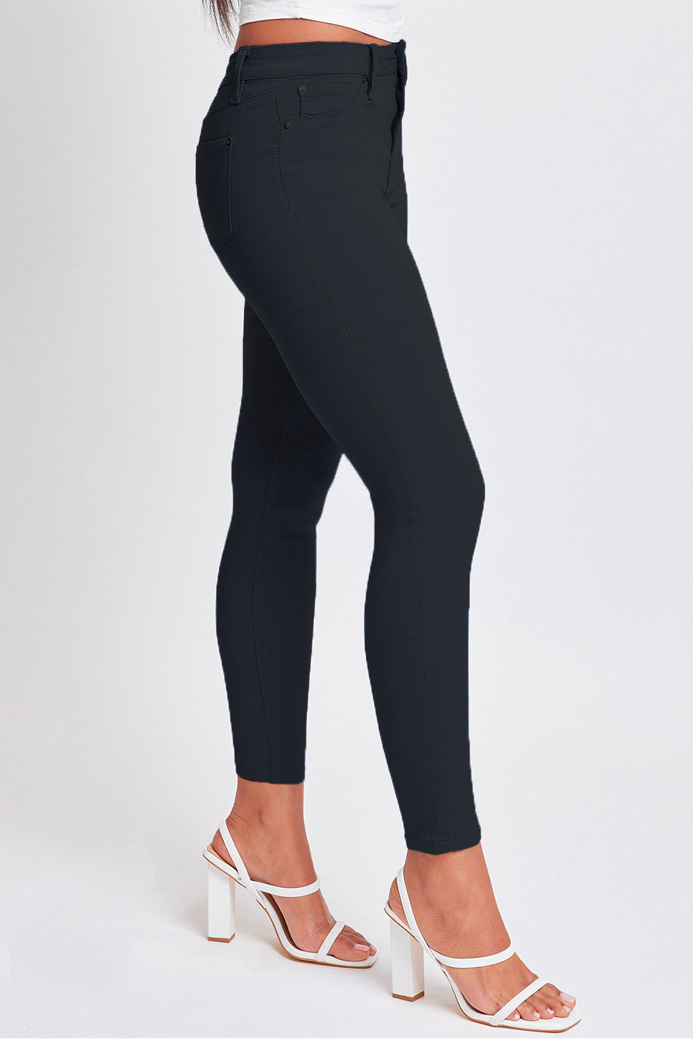 Sleek Black Mid-Rise Skinny Trousers